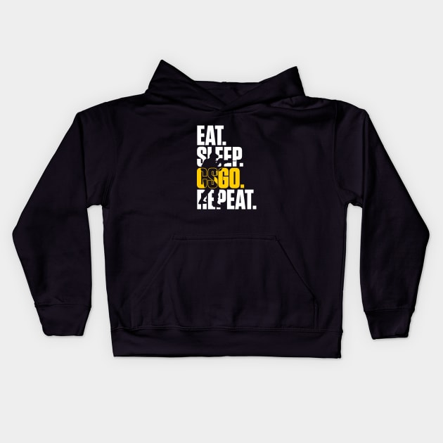 Eat Sleep CSGO Repeat Kids Hoodie by overweared